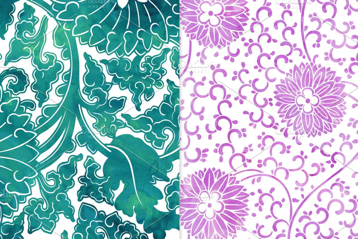 Cool Watercolor Floral Backgrounds, a Pattern Graphic by Paper Element (Photo 7 of 7)