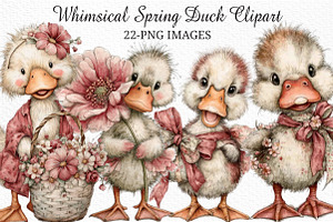 Whimsical Spring Duck Clipart Bundle, an Illustration by Craft Nest