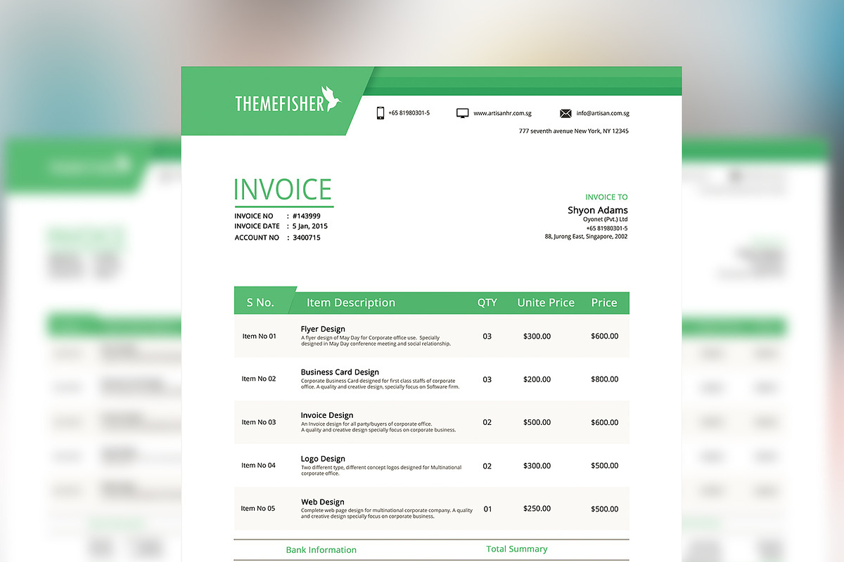 Professional Invoice, a Stationery Template by Themefisher (Photo 2 of 7)