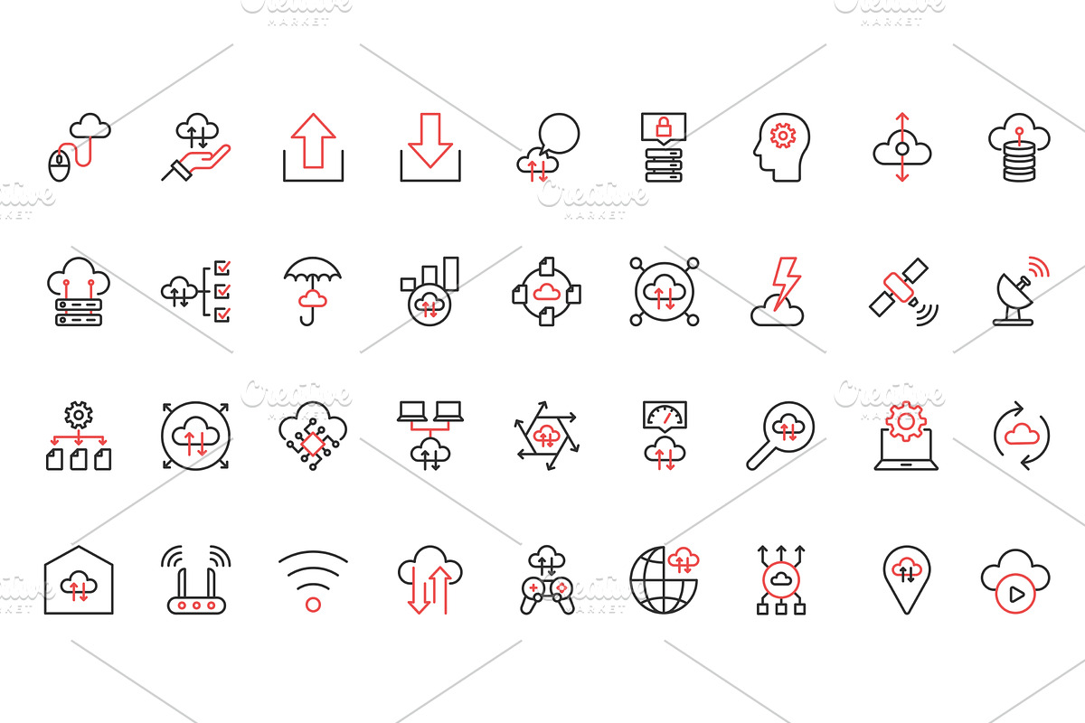 Cloud computing icons, a Technology Illustration by Lemberg Vector