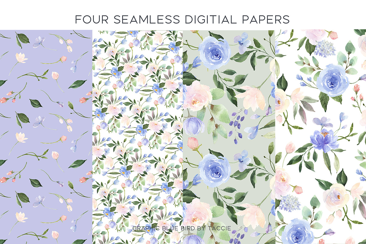 Pastel Flowers in Pink and Blue, an Illustration by Graphic Blue Bird (Photo 5 of 7)