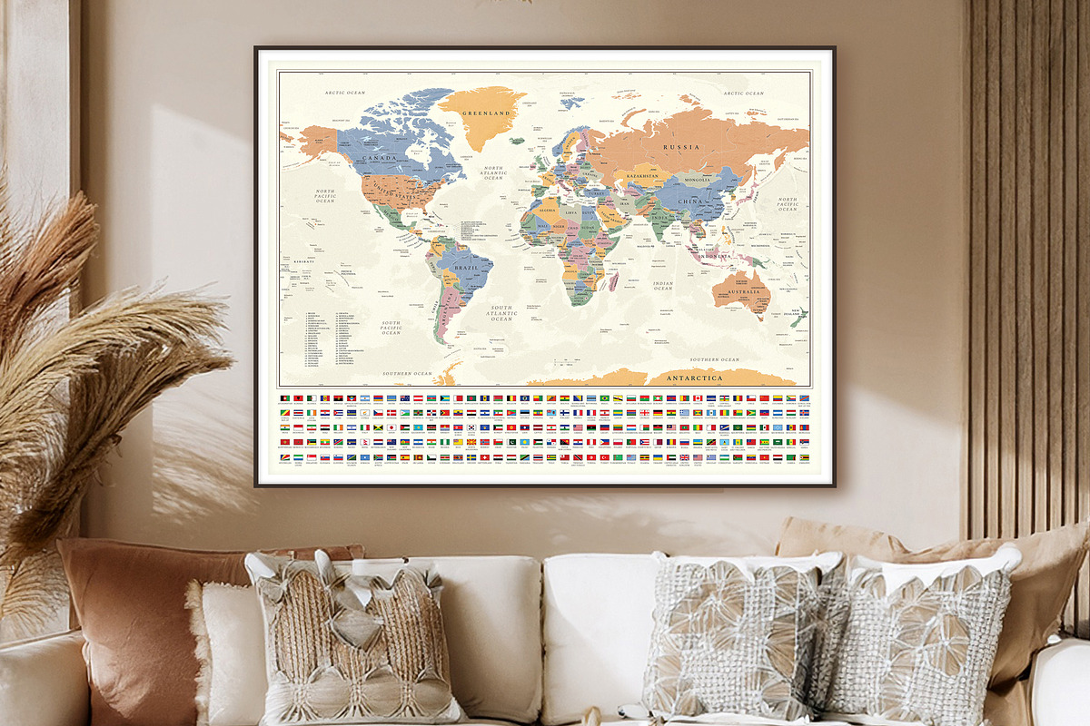World Map Poster Bundle with Flags, an Education Illustration by AdrianDragne (Photo 5 of 11)