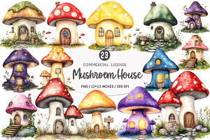 Mushroom House Clipart, an Illustration by SinaCreation