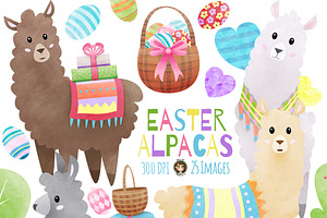 Easter Alpacas PNG clipart Set