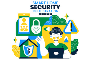 10 Smart Home Security Illustration, a Technology Illustration by denayunebgt