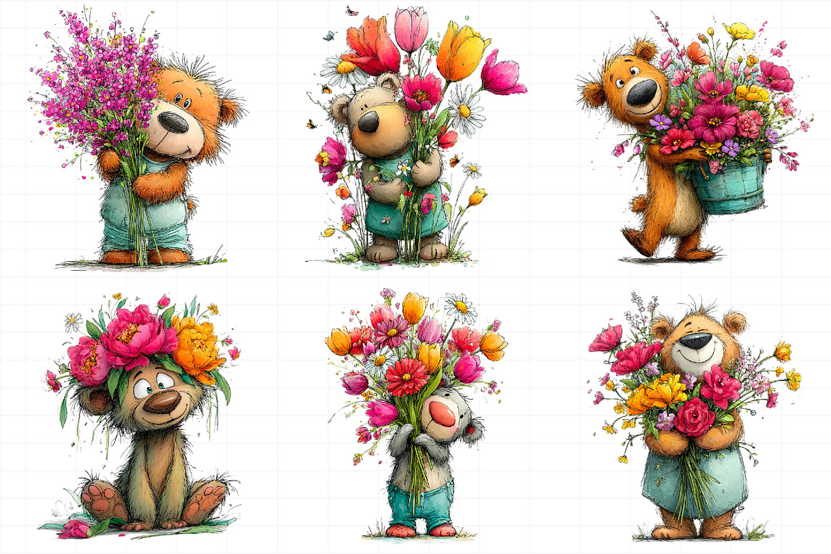 Floral Spring Teddy Bear Clipart, an Illustration by Daily.Designs (Photo 8 of 8)