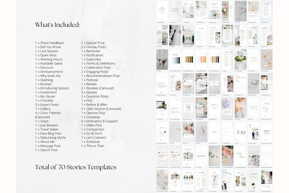 70 Wedding Event Planner Stories, a Social Media Template by PatternLab. (Photo 2 of 9)