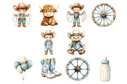 Watercolor Baby Cowboy Boot Clipart, a Seasonal Illustration by Design Market (Thumbnail 8 of 8)