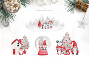 Watercolor Christmas gnomes, an Illustration by JuliaBadeeva (Thumbnail 2 of 7)