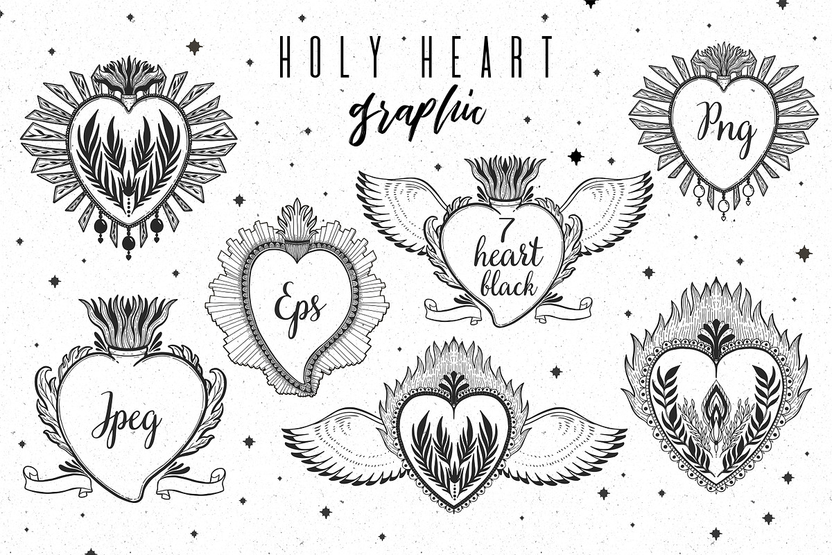 Holy heart.Graphic set.Update., a Decorative Illustration by Moonflora (Photo 1 of 8)