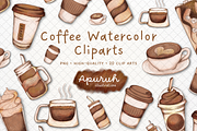 Coffee Watercolor Set Clipart, a Food Illustration by creationsbyapuruh (Thumbnail 1 of 5)