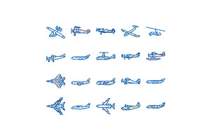 airplane aircraft plane travel icons, an Object Illustration by pikepicture