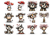 Woodland Valentine Portraits Clipart, an Illustration by SinaCreation (Thumbnail 2 of 11)