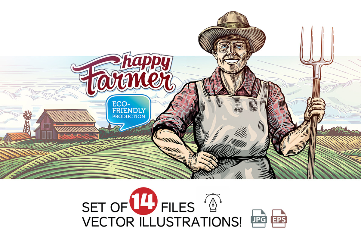 Happy Farmer, a Work Illustration by Countryside life (Photo 1 of 16)