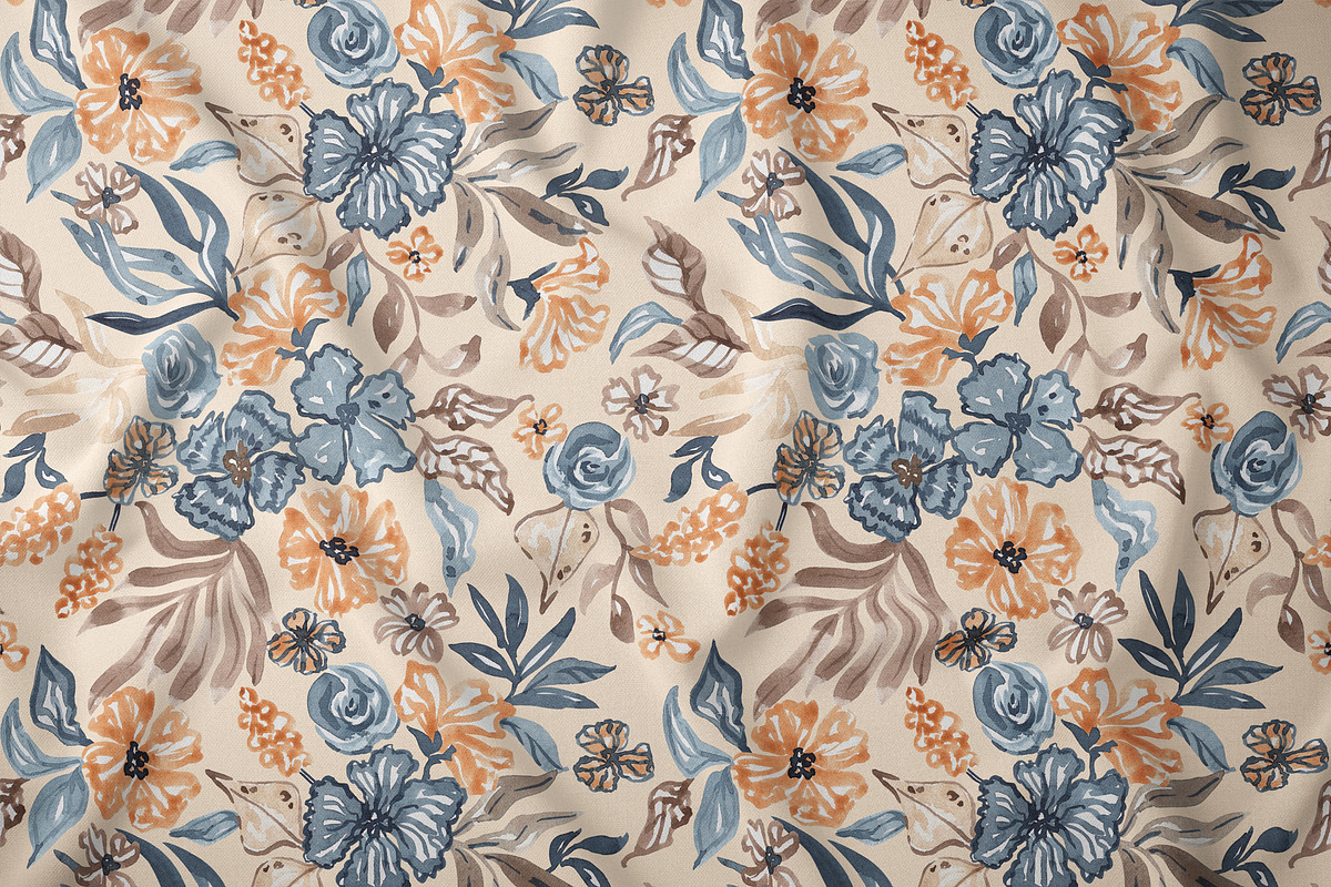 Watercolor Summer Garden Blooms, a Pattern Graphic by SirenaArt (Photo 4 of 13)