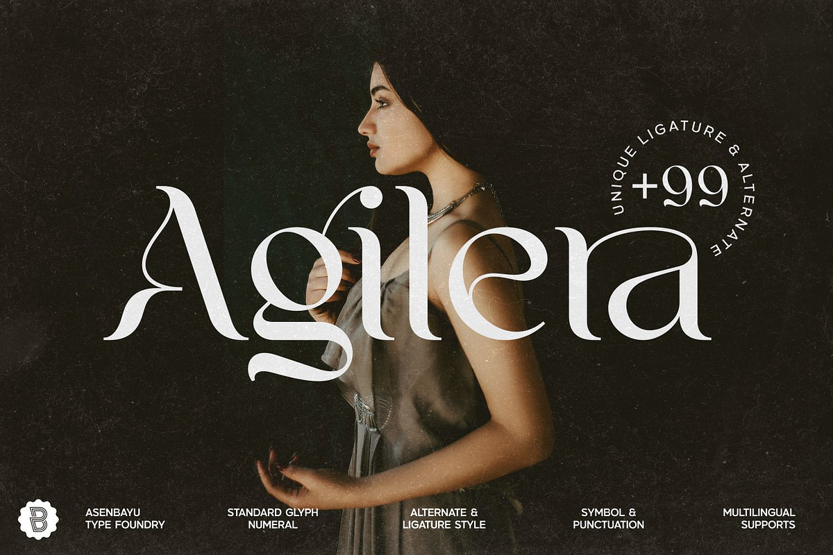Agilera - Stylish Ligature Font, a Serif Font by Asenbayu (Photo 1 of 15)