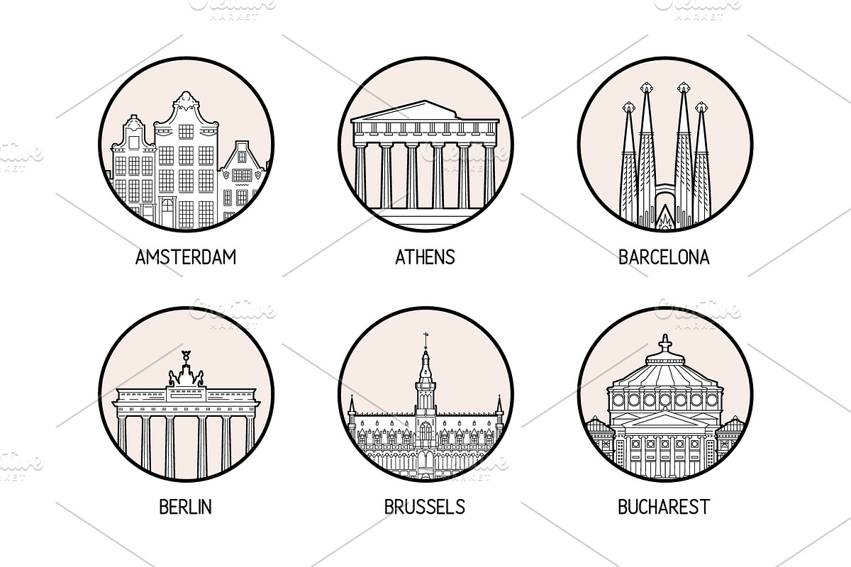 Icons of 30 European cities, a Work Illustration by TheMountBirdStudio (Photo 3 of 9)
