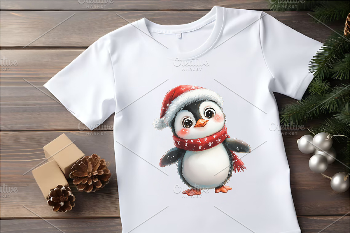 Christmas Penguin. Watercolor PNG., an Animal Illustration by KENO Mascots (Photo 3 of 8)