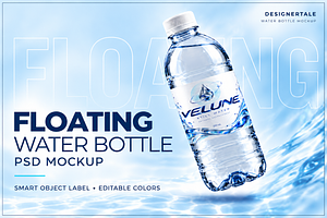 Floating Water Bottle Mockup PSD