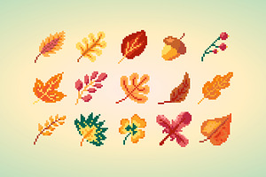 Autumn Pixel Leaves, an Emoji Icon by barsrsind