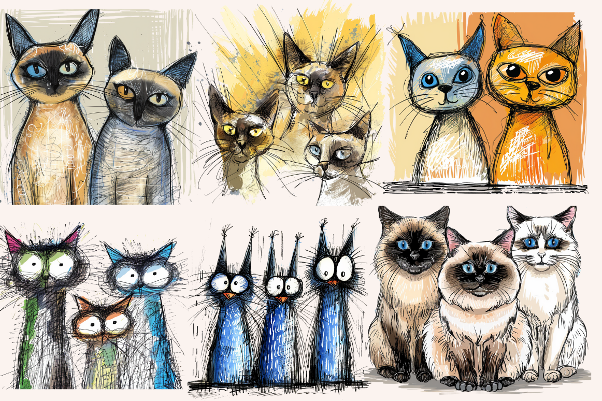 Cartoon Cats Ink Drawings, an Animal Illustration by PrintHaven Designs (Photo 4 of 8)
