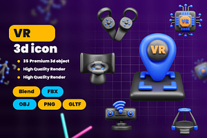 VR 3d Icon Pack, an Object 3D Model by Ui Stock