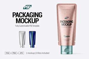 Metallic Cosmetic Tube PSD Mockup