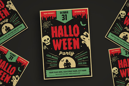 Retro Halloween Party Flyer, a Flyer Template by VectorVactory