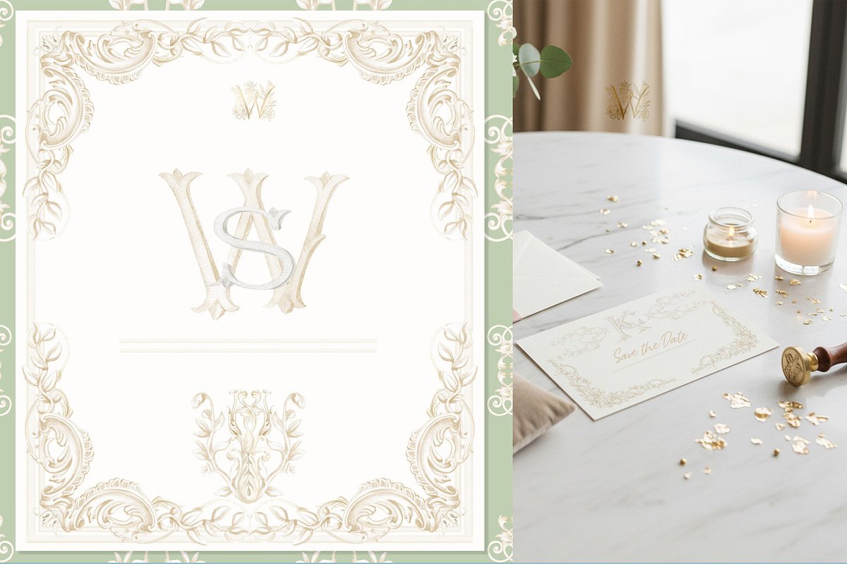 Regency wedding monogram crest, a Decorative Illustration by WonderWonder (Photo 9 of 9)
