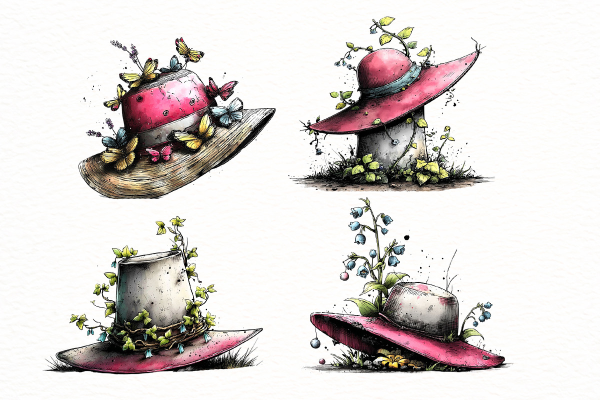 Whimsical Summer Hat Clipart, an Illustration by Designworld (Photo 5 of 8)