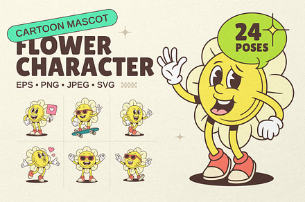 Flower Cartoon Mascot Character