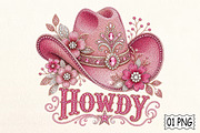 Pink Howdy Cowgirl Hat PNG, a Sport Illustration by Pixels.Craft (Thumbnail 1 of 8)
