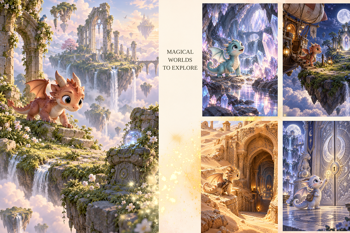 Cute Dragon Adventures, a Background Graphic by MarisoArt (Photo 4 of 10)