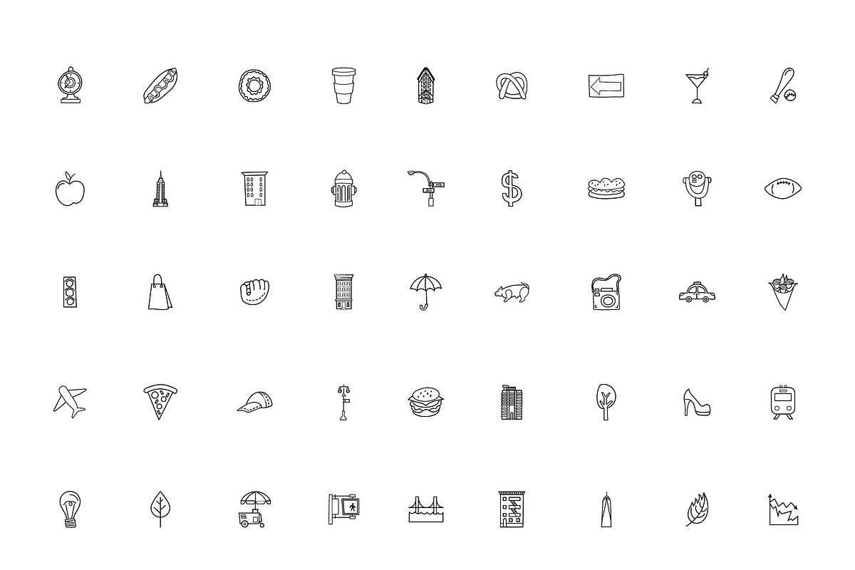 New York Line Icons Set, a Templates & Theme by studiogstock (Photo 1 of 2)