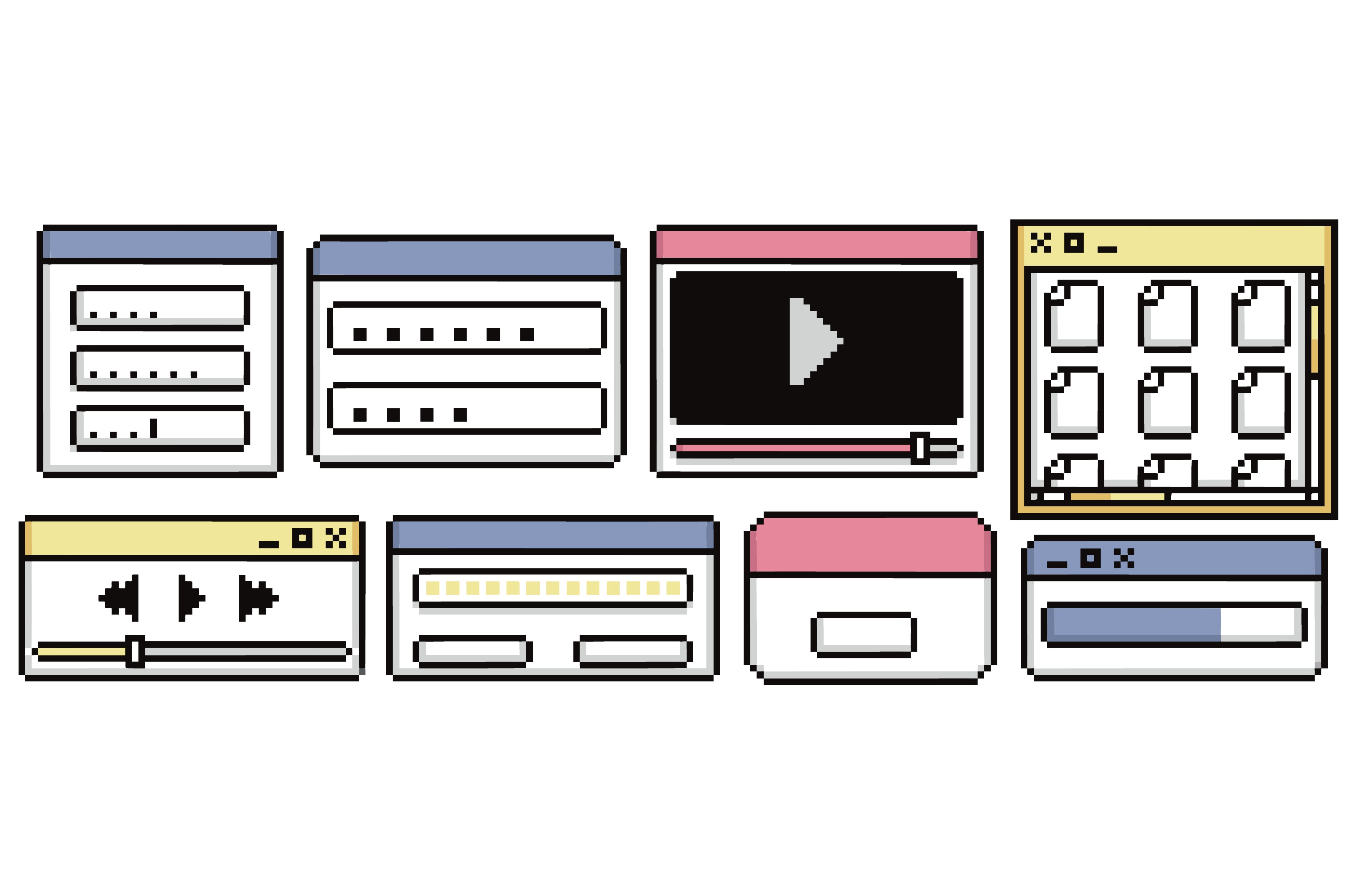8 bit window designs with pixel, a Technology Illustration by art PVP ...