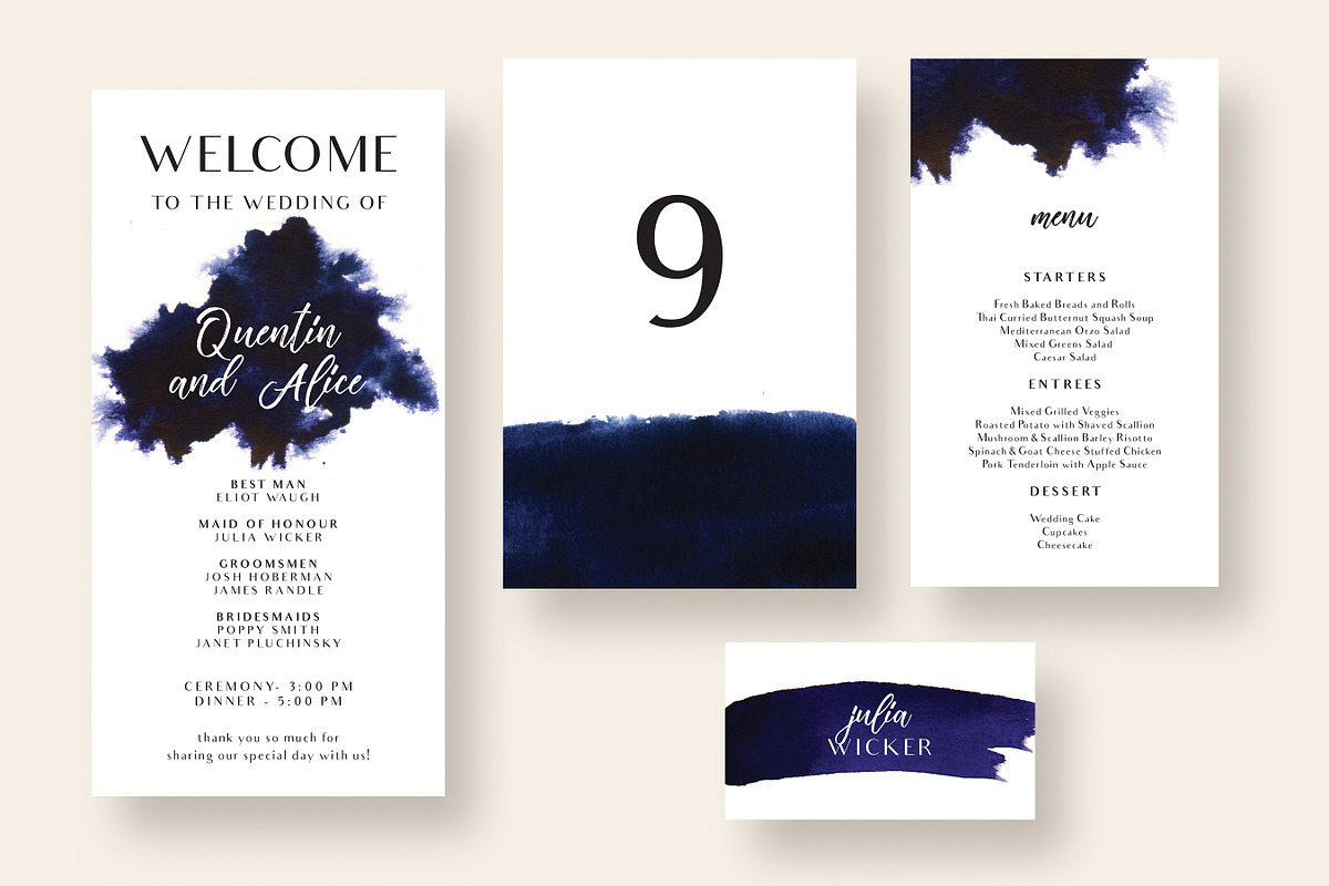 Chic Indigo Ink Wedding Suite, an Invitation Template by Knotted Design (Photo 6 of 6)