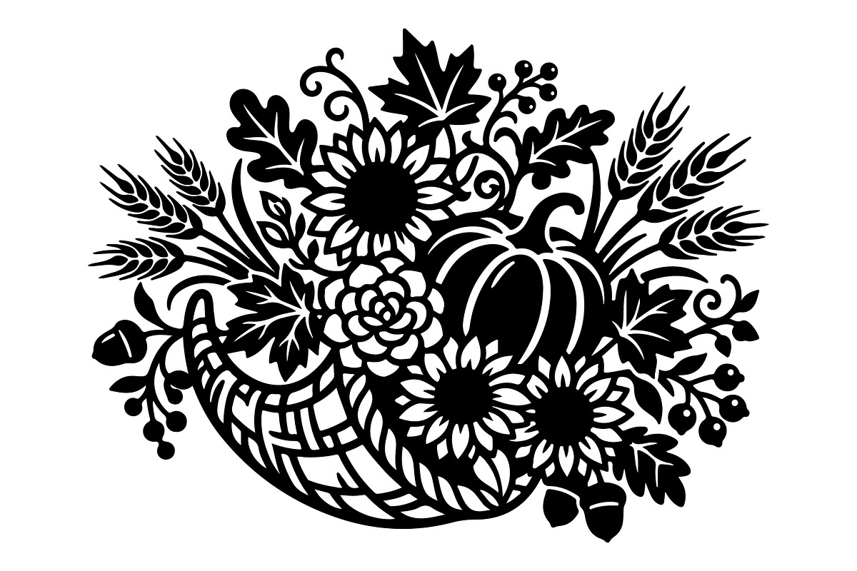 Elegant Floral Pumpkin Cornucopia, an Object Graphic by Gfx_Store (Photo 14 of 16)