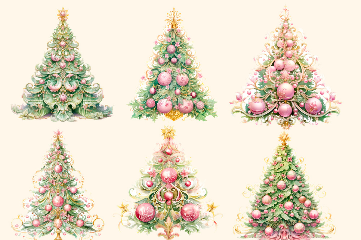Victorian Christmas tree, clipart, a Decorative Illustration by Hello My Print (Photo 2 of 10)