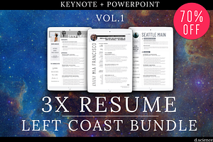 3X Resume Bundle-LeftCoast | 70% Off, a Resume Template by Template Monkey @dscience
