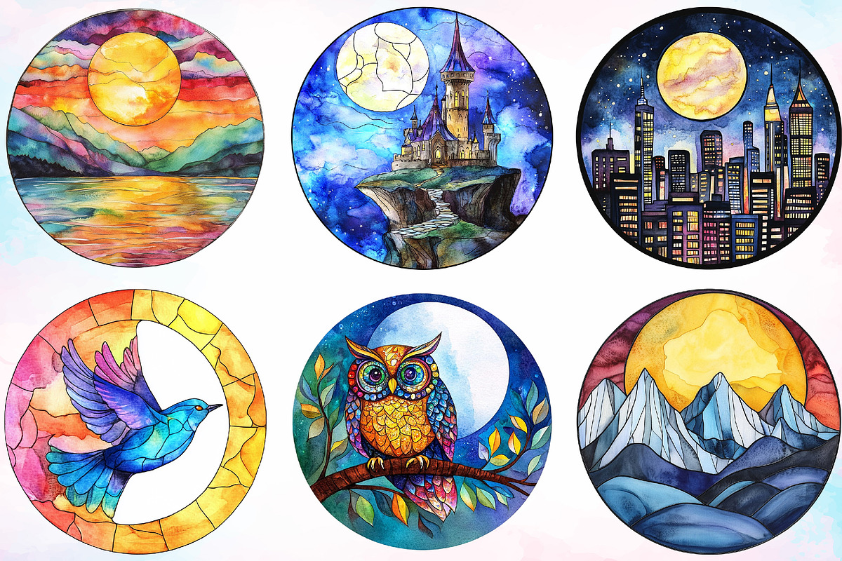 Moonlit Nights Round Stained Glass, an Object Illustration by Canvas Craft (Photo 2 of 4)
