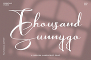 Thousand Sunnygo, a Script Font by Essentials Studio (Thumbnail 1 of 9)