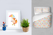 Happy fox watercolor clip art, an Animal Illustration by rosypatterns (Thumbnail 6 of 7)