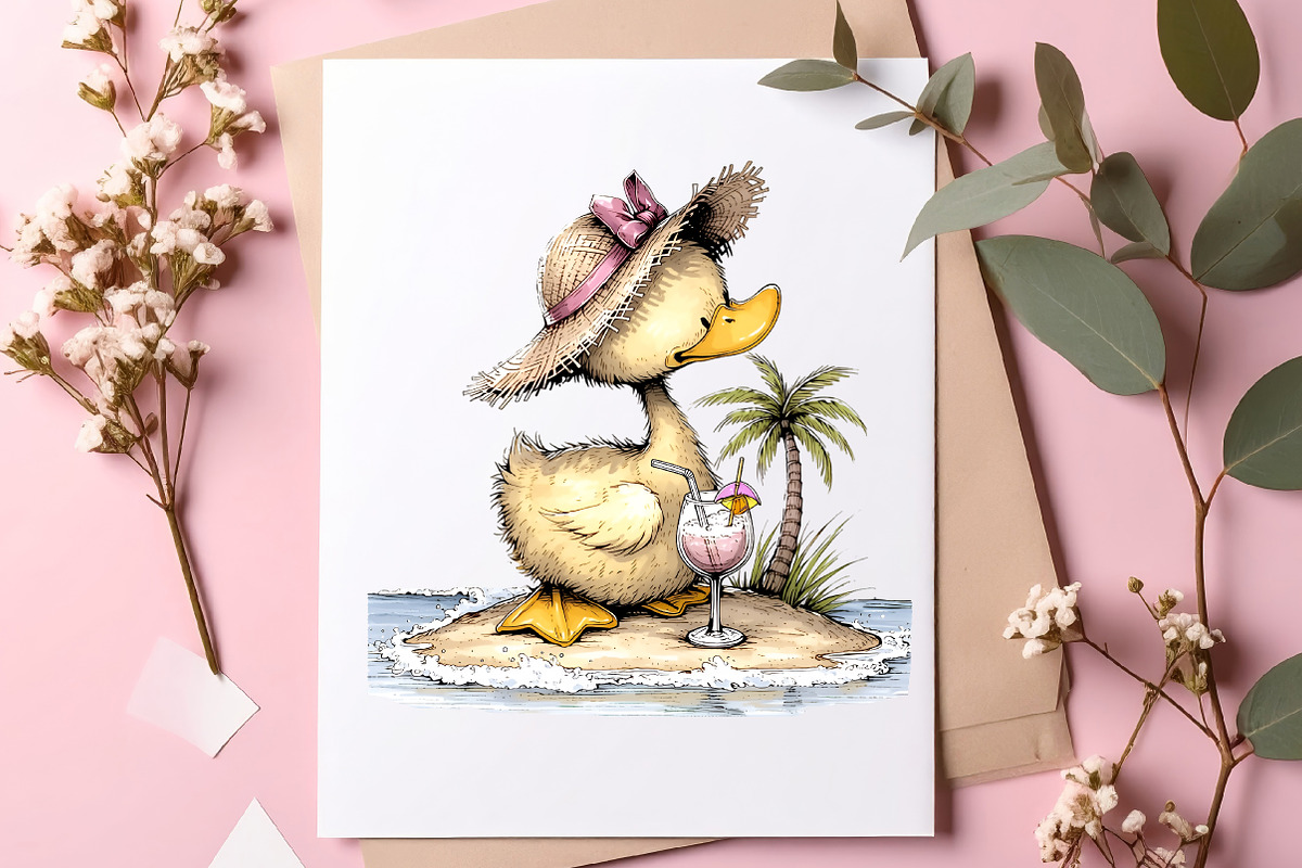 Whimsical beach duck clipart, an Illustration by SinaCreation (Photo 4 of 8)
