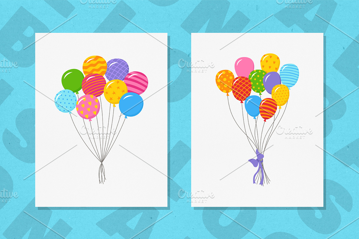 Balloons in a bunch Greeting vector, an Object Illustration by Neliakott ♥ (Photo 7 of 10)