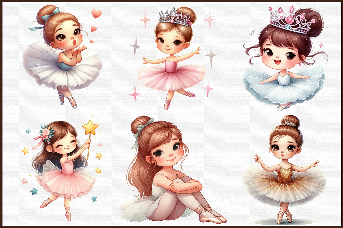 Adorable Ballerina Girls Clipart Bun, an Illustration by Sublimation Artist (Photo 3 of 6)