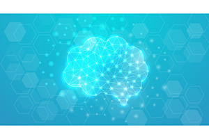 Human brain low poly symbol with, an Education Illustration by GraphiShop