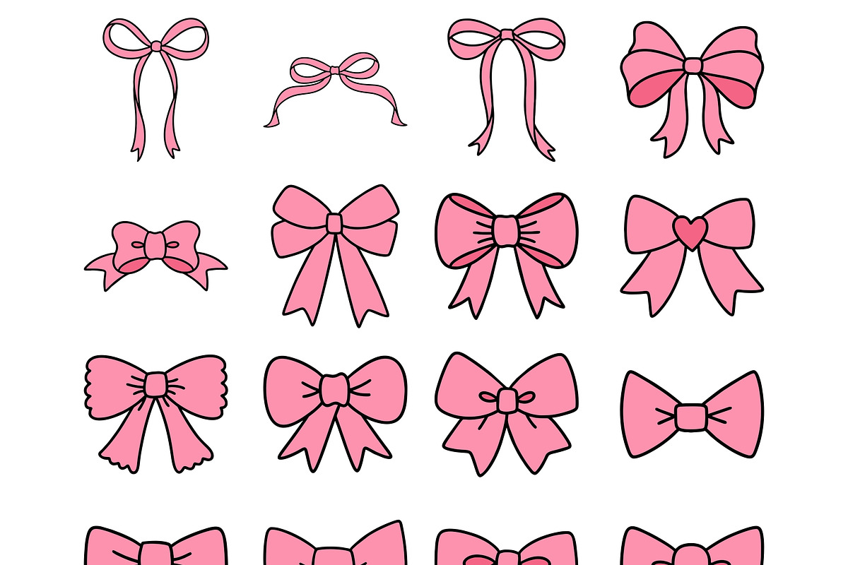 Pink Bows PNG SVG Clipart, an Object Illustration by Huckleberry Hearts (Photo 3 of 3)