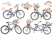 Navy & Pink Floral Bicycles Clipart, an Illustration by Amanda Ilkov (Thumbnail 3 of 5)