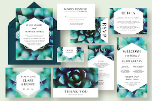 Succulent Wedding Invitation Suite, an Invitation Template by Knotted Design