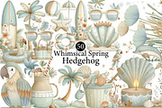 Whimsical Spring Hedgehog Clipart, an Illustration by DreamArtGraphic (Thumbnail 1 of 8)
